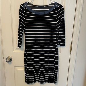 Tommy Hilfiger Black and White Striped Midi Dress